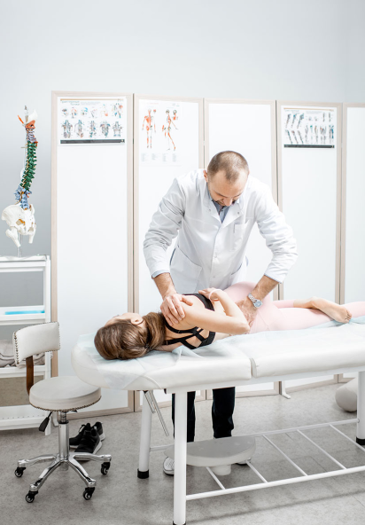 Physiotherapist working with patient